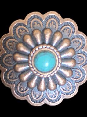 SCARF SLIDE COPPER w Turquoise CONCHO style NEW by Ornaments Collection